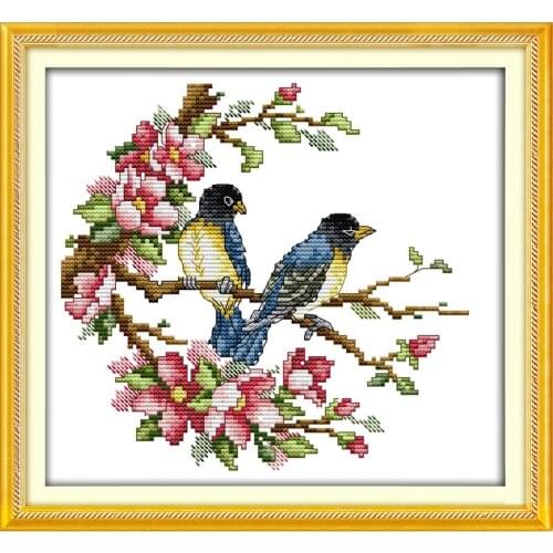 Everlasting Love Magpies Chinese Cross Stitch Kits Ecological Cotton Stamped Printed 14 11CT DIY New Year Decorations For Home