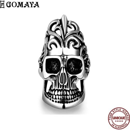 GOMAYA Neo-Gothic Vintage Western Rings For Men Punk Style Trend Plated Black Gun Cool Ring Skull Mask Fashion Jewelry Selling