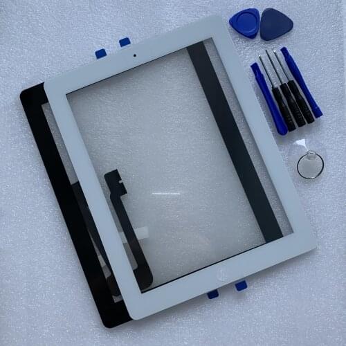 1PCS Digitizer Touch Screen Glass Panel For iPad 3 3rd Gen A1416 A1430 A1403 Front Glass+Button+Adhesive+Protect+Tools+Bezel