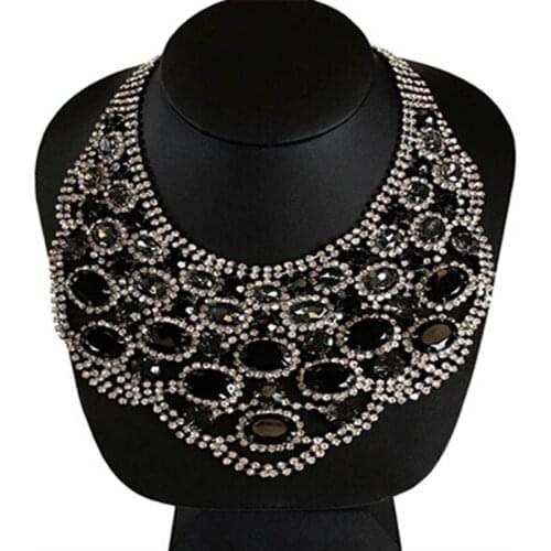 Parure Bijoux Fantaisie 2018 Fashion Jewelry Link Chain Large Crystal Rhinestone Wedding Ladies Choker Necklaces Earring Set