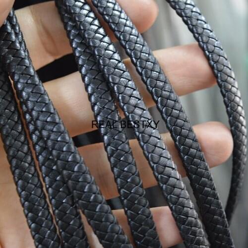 5m/Lot Approx: 7.5*3mm Good Flexibility Genuine Braided Leather Rope Cowhide Leather Cord For Bracelets DIY Jewelry Making