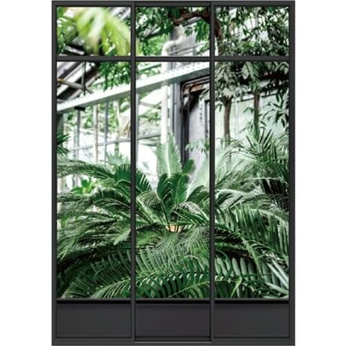 Garden House landscape fake window mural green Trees 3d vinyl wall stickers occident home decoration city view wallpaper 70*50cm