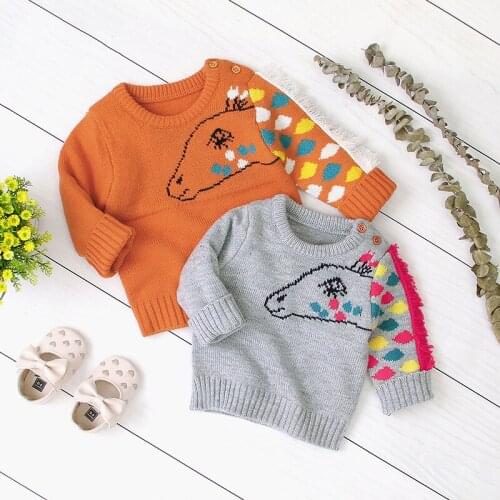 0-18M Newborn Kid baby Girl Sweater Long Sleeve Tassels Cartoon Cute Knitted Sweater Autumn Winter Warm Pullover Top Outfit