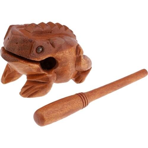 Traditional Craft Wood Luck Frog Home Office Decoration Kids Musical Toys -11cm