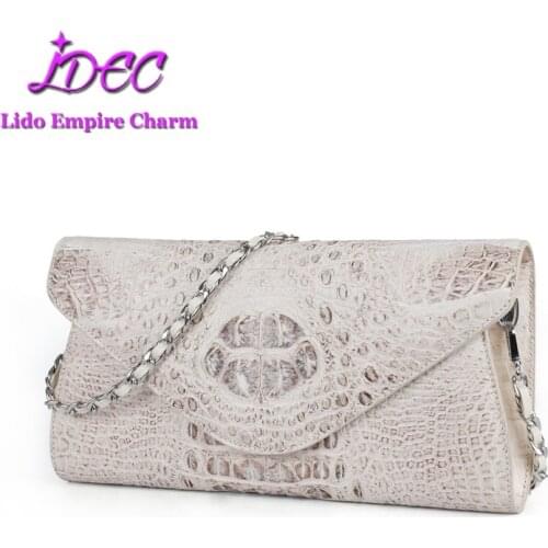 Crocodile leather female bag metal chain bag retro Himalayan white women shoulder messenger bag