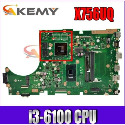 X756UQ Motherboard REV3.2 i3-6100CPU DDR4 For Asus X756U X756UQK X756UX X756UJXM X756UV Laptop Mainboard X756UQ Mainboard