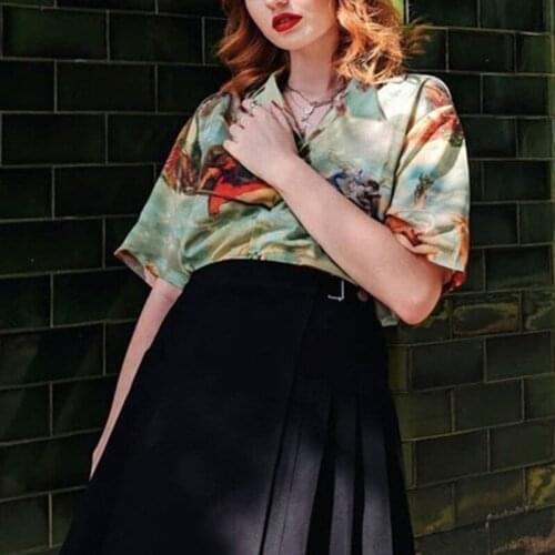 Vintage Aesthetic Cupid Angel Print Women' Blouse Shirt Cardigan Short Sleeve Summer Top Graphic Blouse Women Clothes 2019 New