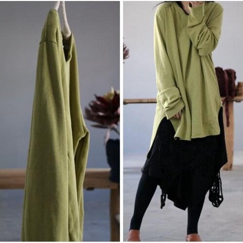 Women Winter Solid V Neck Loose T-shirt Tops Ladies Simple Irregular Length Tees Pullovers Female 2021 Vintage Tops Tees Shirts