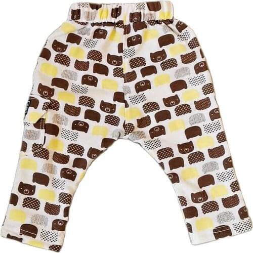 Winter Pants for Boy Casual animal Warm Thick Fleece Trousers Baby Kids brown bear Full Pant Leggings