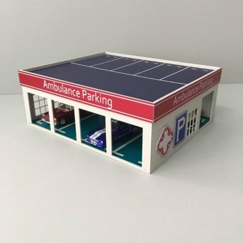 1/64 Police Station Hospital Ambulance Garage Parking Lot For Architecture Diorama Ho Train N Scale Railway Layout