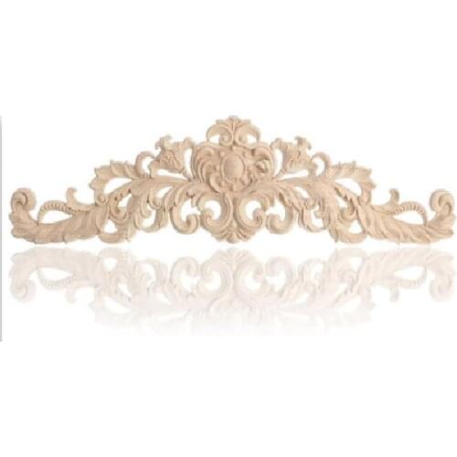 1PC Unique Natural Floral Wood Carved Wooden Figurines Crafts Corner Appliques Frame Wall Door Furniture Woodcarving Decorative