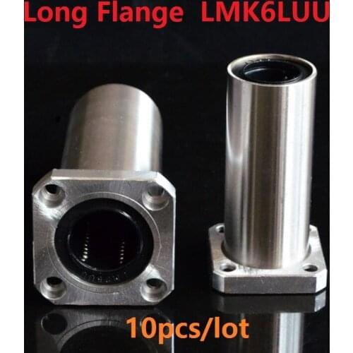 10pcs/lot LMK6LUU 6mm 6*12*35mm long type square Flange linear ball bearings bush bushing for CNC 3d printer 6x12x35mm