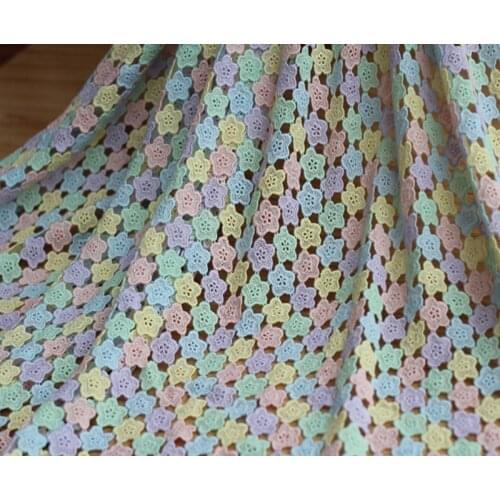 125cm 49.21"*1Y Soft Multi-color Cotton Crocheted Lace Fabric,Dress Venise Lace Fabric