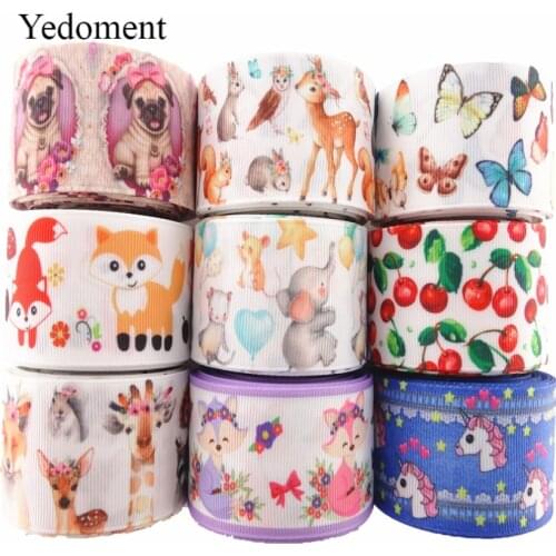 18091904, 1" 25mm,1-1/2" 38mm, 10 yards animals printed grosgrain ribbons DIY hair bows handmade materials