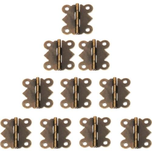 20Pcs 25x20mm Mini Butterfly Door Hinge Antique Bronze Cabinet Jewellery Box Decorative Hinges Furniture Hardware with Screws