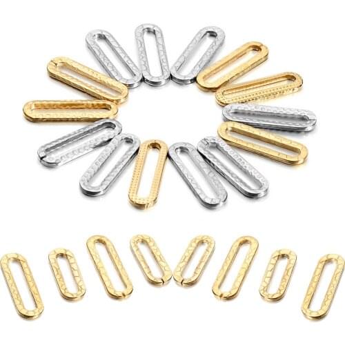 20Pcs/Lot Gold Color Stainless Steel Oval Charms Embossing Earrings Connectors for DIY Jewelry Making Findings Accessories
