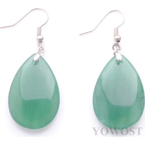 4 Pairs Female Earrings Hanging Fashion Jewelry Anniversary Gift Teardrop Natural Stone Aventurine Beads Drop Earring QR3469