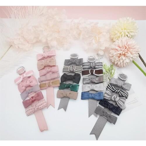 5PCS/set Korean Hair Bowknot Hairpins For Baby Girl Kids Headwear Retro Kawaii Sweet Small Hair Clips Barrettes Accessories
