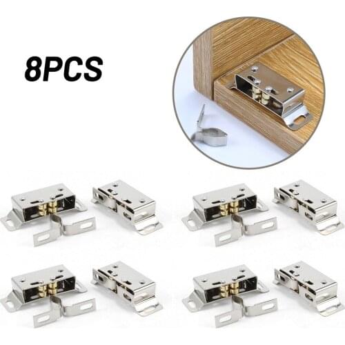 8pcs Double Ball Roller Catch Door Catch Cabinet Closet Door Latch Hardware Cassette Cabinet Suction Furniture Accessories