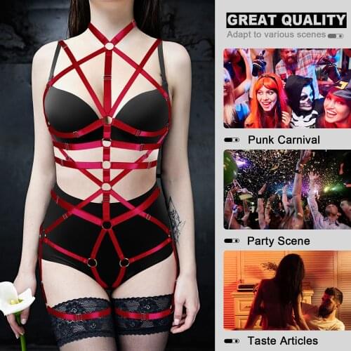 Full Body Harness Bondage Cage Underwear Belts Punk Women Harness Pole Dance Strap Sexy Bdsm Erotic Lingerie Bodysuit Set Fetish
