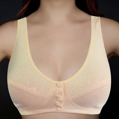 Front Button Women Vest Bras Comfort No-Padded Wireless Underwear Wide Straps Lift Up Brassiere Breathable Sleeping Lingerie Top