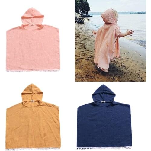 Baby Kids Hooded Cape Sleeveless Cloak Poncho Outwear Beach Swimwear Coverup Bath Robe Towel Wrap for Boys Kids Children