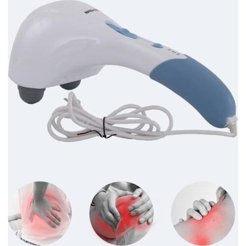 Electric Handheld Massager Hammer Vibrating Double Head Neck Back Body Cervical Vertebra Relax Stick Roller With 6 Massage Heads