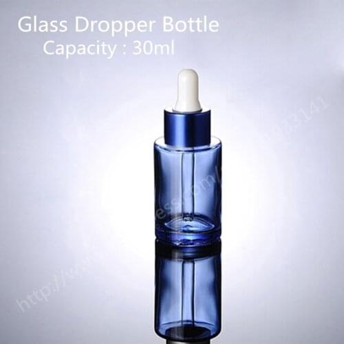 Capacity 30ml free shipping Light Blue glass dropper bottle essence bottle with dropper 30ml blue Glass Dopper bottle
