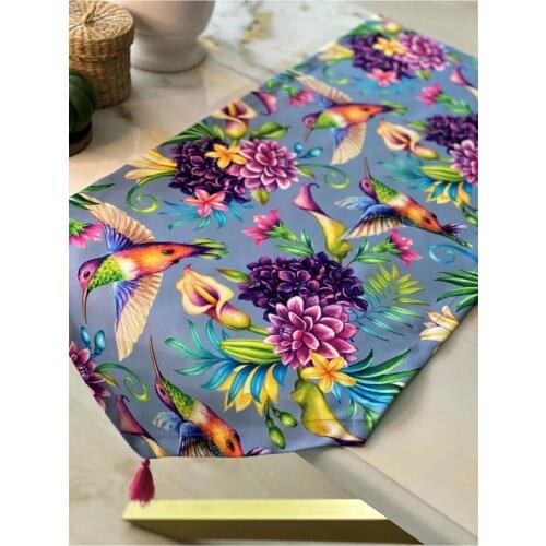 Purple Floor Bird Pattern Runner