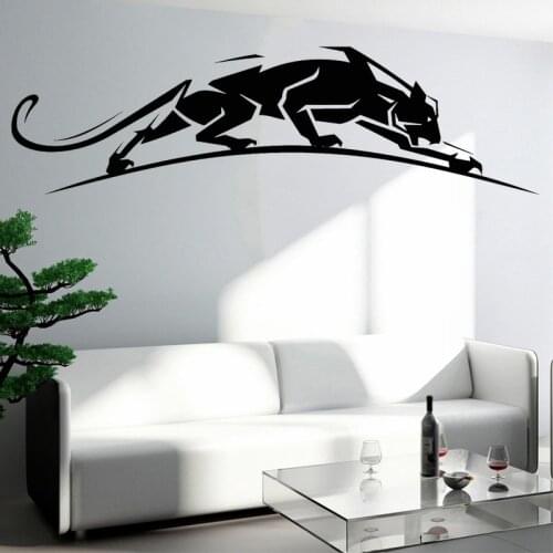 Geometric Panther Wall Sticker Wild Animal Leopard Decal Predator Panthera Stickers Animals Home Decor Living Room Decoration