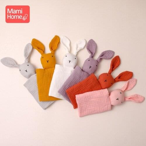 1pc Baby Cotton Bib Newborn Saliva Towel Cartoon Animal Lion Cotton Bib Rabbit Solid Color Sleeping Doll Toy Boy Girl Baby Goods