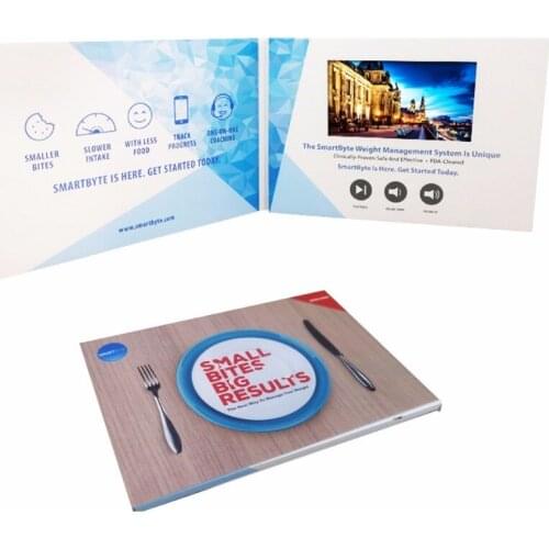 Custom production design 7inch video Brochure Universal Video Greeting Cards watching booklet for Advertising busines on hotsale