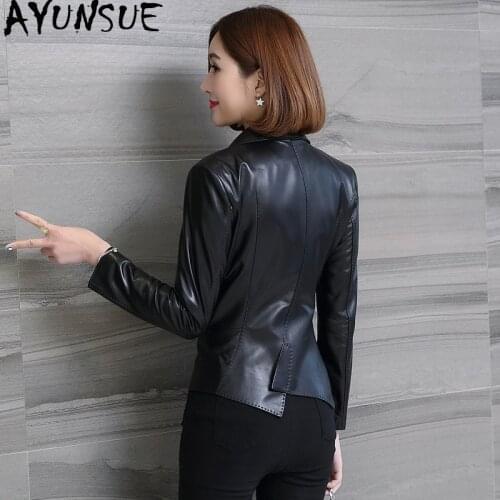 AYUNSUE 100% Real Sheepskin Coat Female Korean Bomber Jackets 2020 Spring Autumn Jacket Women Genuine Leather Jacket 4xl MY3517