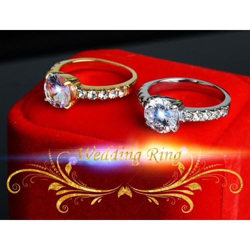 Hot Sale Classic Luxury Whit Gold Color Full Of AAAAA Cubic Zircon Elegant Love Ring Whit Gold Color Titanium Steel For Women