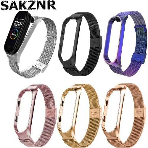 Fashion Metal Strap for Xiaomi Mi Band 5 4 3 Watch Strap Men Women Straps Bracelets Stainless Steel Wristband For Mi Band 6 5