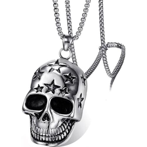 Star Skull Necklace 2021 domineering mens titanium steel personality ghost pendant punk stainless steel accessories