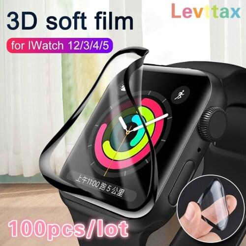 100Pcs/lot 3D Soft Full Cover Waterproof Screen Protector For Apple Watch 5 4 3 2 1 38MM 40MM 44MM 42MM Film No Tempered Glass