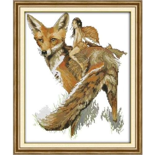 Sewing Embroidery Handmade DIY complete set of cross stitch, fox and elves embroidery painting