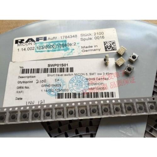 German RAFI Waterproof and Dustproof Silicone Touch Switch 6.4*5*3.5 Keyboard Keys Inner Patch 6 Foot 1.14.002.103/0000