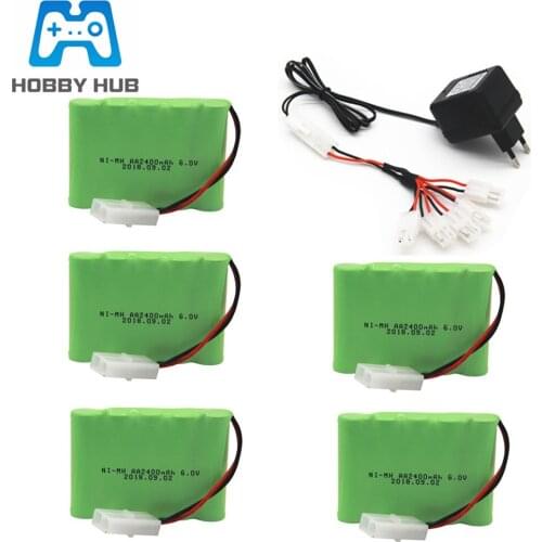 6v 2400mAh NI-MH Battery+charger For RC Car boat truck train gun Robot parts 6v NI-MH Battery For RC Toys Model