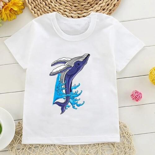 New Funny Summer Streetwear Kids T Shirt Whale Kartoon Boys Girls T-shirt Childrens Print Tops Harajuku Fashion Tshirt,YKP109