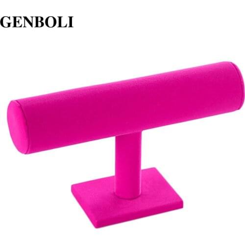 Latest Black Velvet Bracelet Chain Watch T-Bar Rack Jewelry Hard Display Stand Holder Jewelry Organizer Hard Display Stand