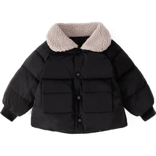 2021 New Children Winter Coat Baby Boys Girls Wind Proof Snowsuit Solid Long Sleeve Thicken Warm Coats Button Bread Jacket