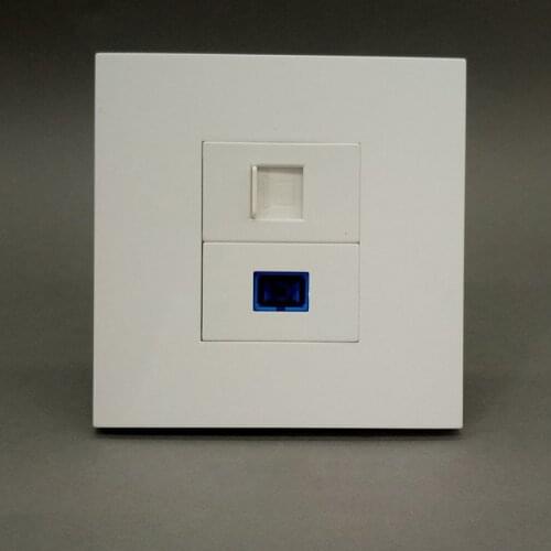 Optical Fiber Socket Face plate 86 plate Wall Mount one Fiber Port and one CAT 6 Port