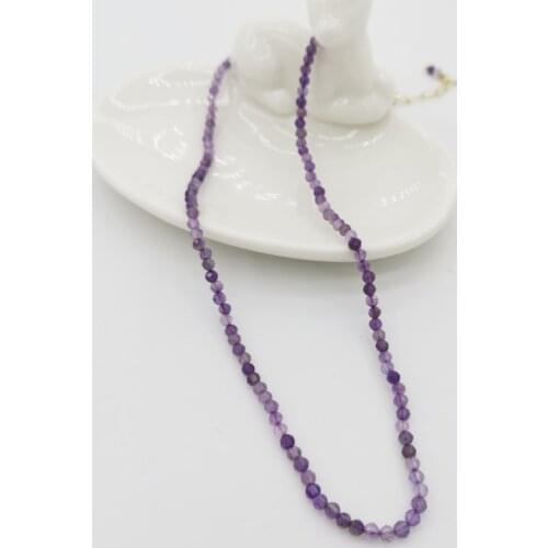 Faceted Amethyst Necklace Gemstones Natural Stones Beaded 14K GF Collier Femme Women BOHO Necklace For Women Statement Jewelry