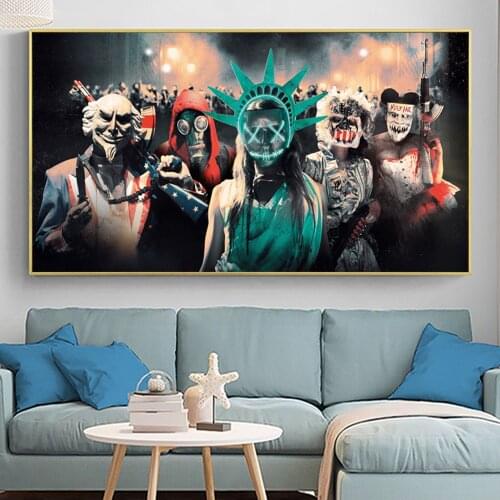 The Purge Anarchy Popular Movie Poster And Prints Canvas Painting On Wall Art Riot Film Picture For Cinema Home Decoration