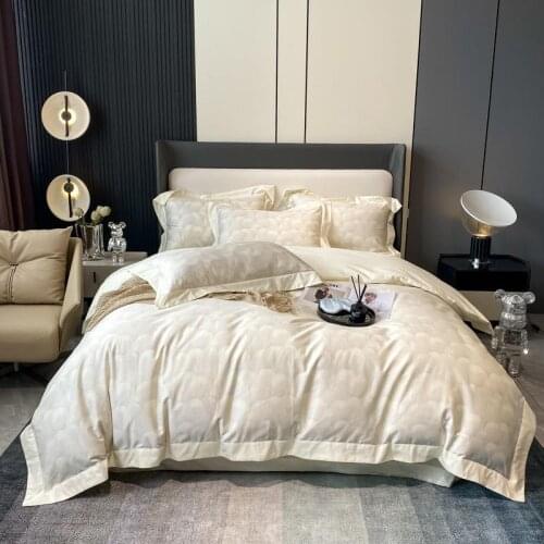 Premium Texture Jacquard Duvet cover 800TC Egyptian Cotton Silky Soft Gray Beige Bedding Set Bedsheet Pillowcase Queen King 4Pcs