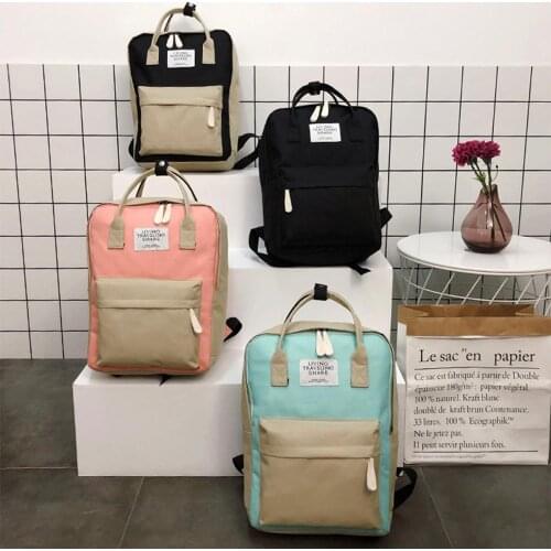Women Canvas Backpacks Candy Color Waterproof School Bags for Teenagers Girls Big Cute Laptop Backpack Patchwork Kawaii Backpack