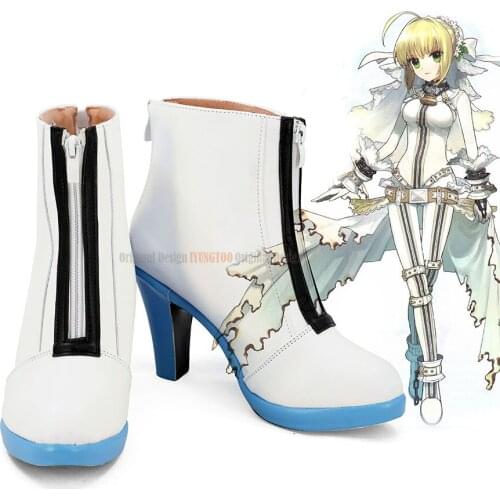 Saber Boots Cosplay Fate EXTRA CCC Saber Bride Cosplay Boots Shoes Custom Made