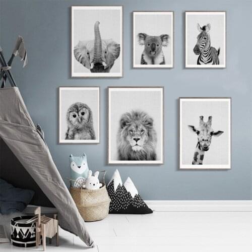 Nordic Black White Posters and Prints Wall Art Canvas Painting Animal Picture For Living Room Scandinavian Elephant Home Decor